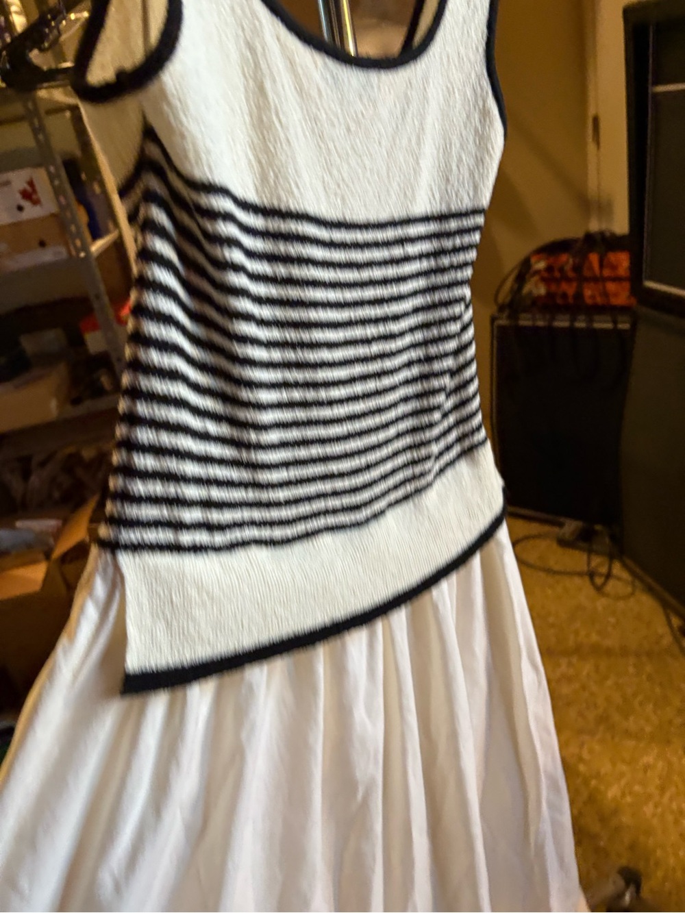Moon River Striped Knit Top Midi Dress black and cream - Picture 11 of 16